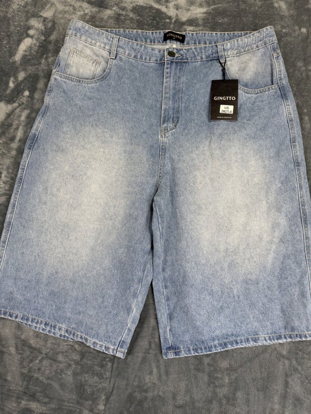 Gingtto Mens Light Wash Denim Shorts Size 40 Relaxed Fit Classic Style NWT